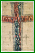 Eén van de geknoopte tapijten genaamd Kruis